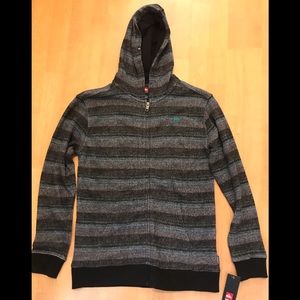 NWT Quiksilver Gray Turq Hoodie Big Boys L